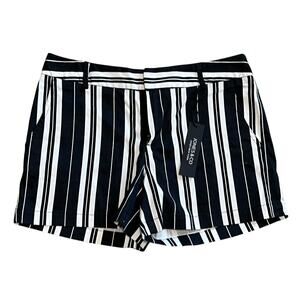 Jones New York Chino Shorts Women's Sz 2 Black/White Striped NWT